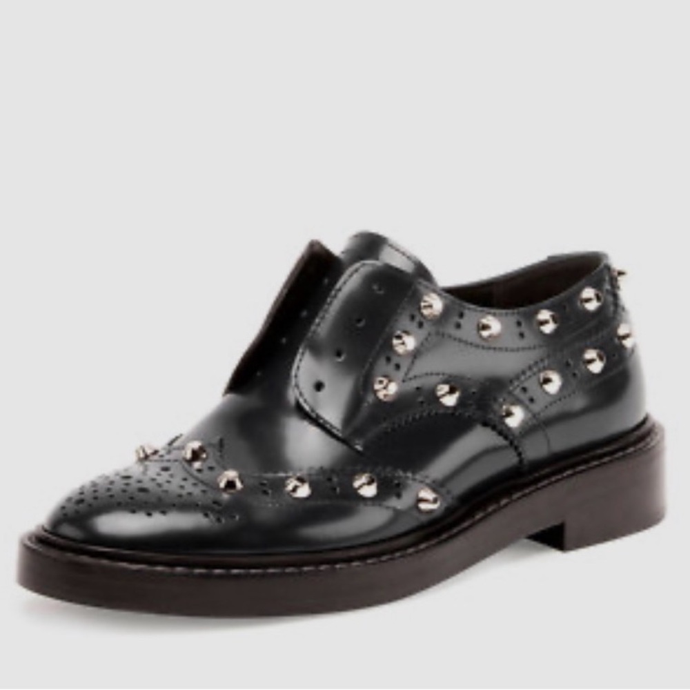 Balenciaga Black Leather Shoes with Silver Studs - Picture 2 of 2